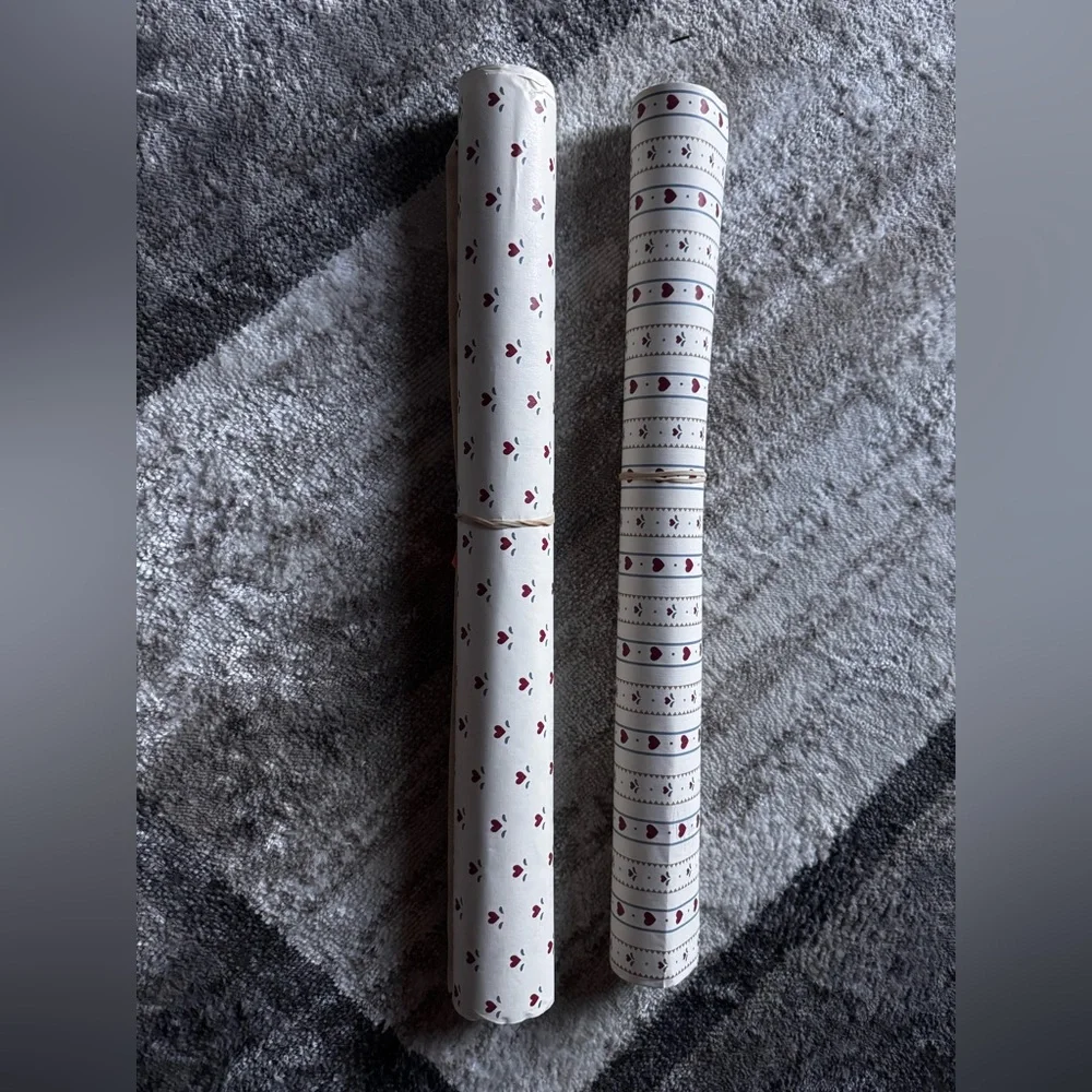 Heart and Striped Wrapping Paper Rolls cottagecore